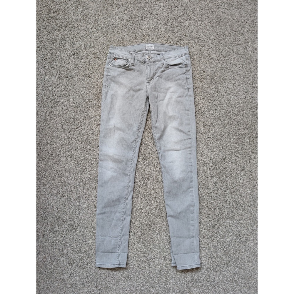 Hudson Skinny Jeans Womens 27 Cotton Spandex Light Grey Union Jack Detail